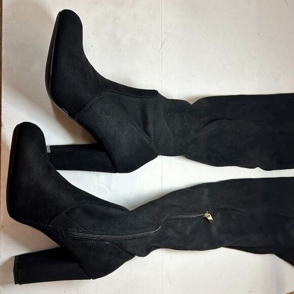 Journee Collection Womens 8 WC Black Maya Thigh High Zip Up Boots NIB IG8 - Picture 2 of 7